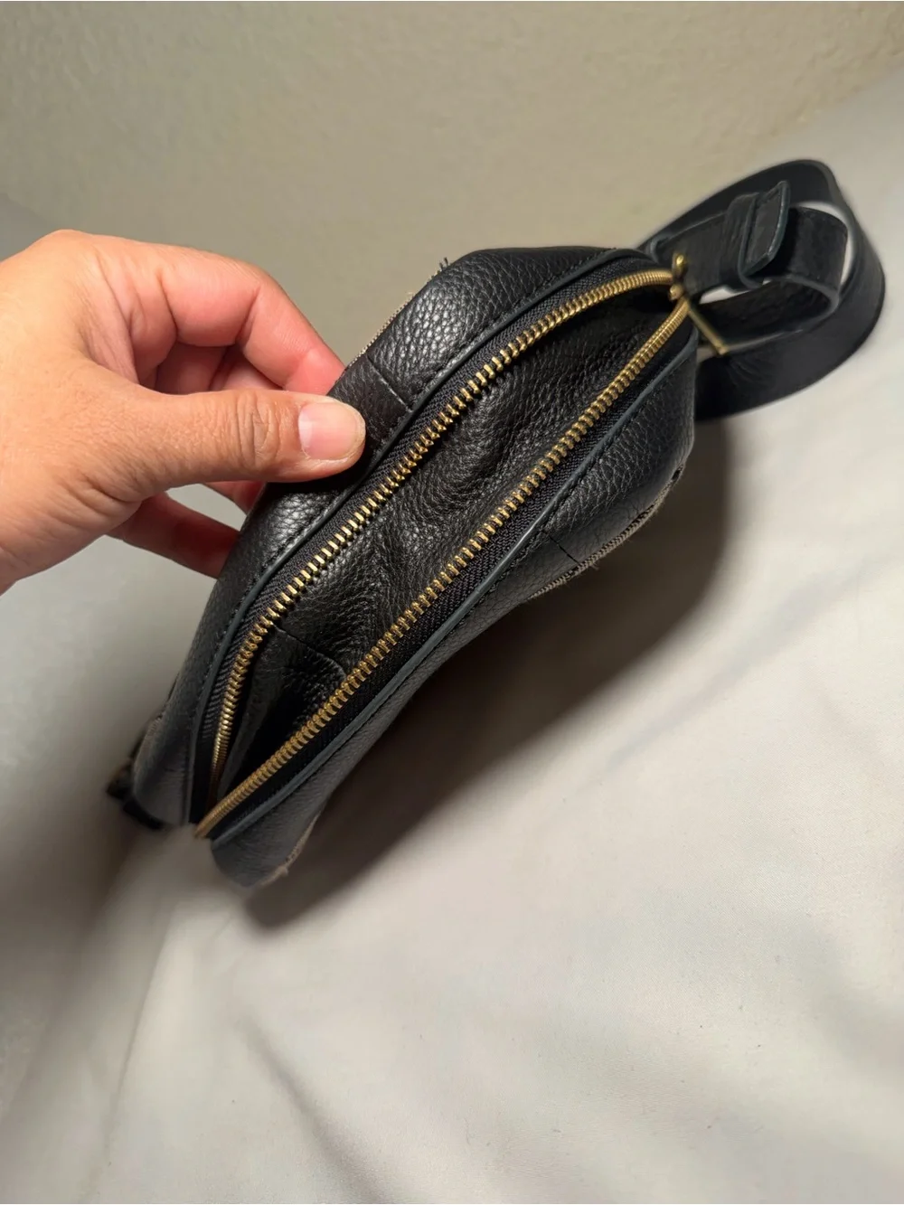 Fossil Taupe Patterned Crossbody with Black Trim